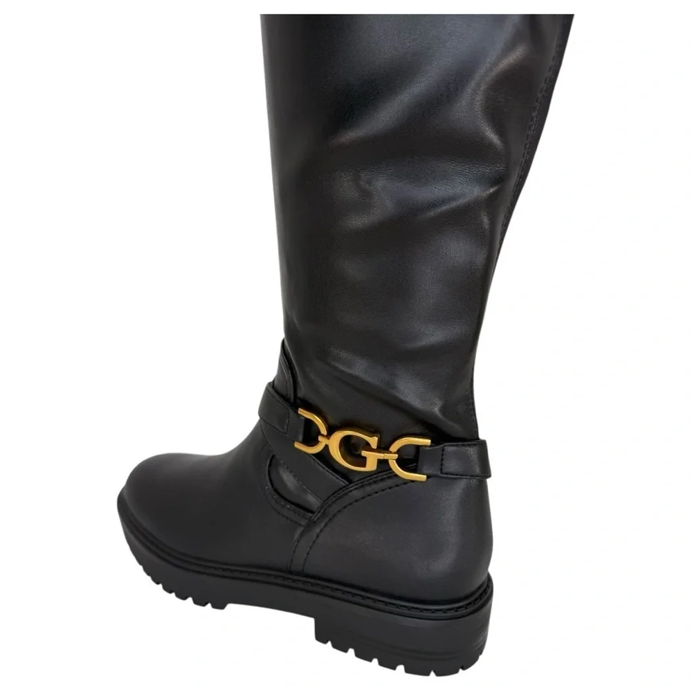 Guess Jellio Black Faux Leather OTK Womens Boots Size 9M